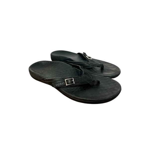 Vionic Bella II Black Orthotic Flip Flops Women’s Sandals Comfort Arch Support 8 - Picture 2 of 9